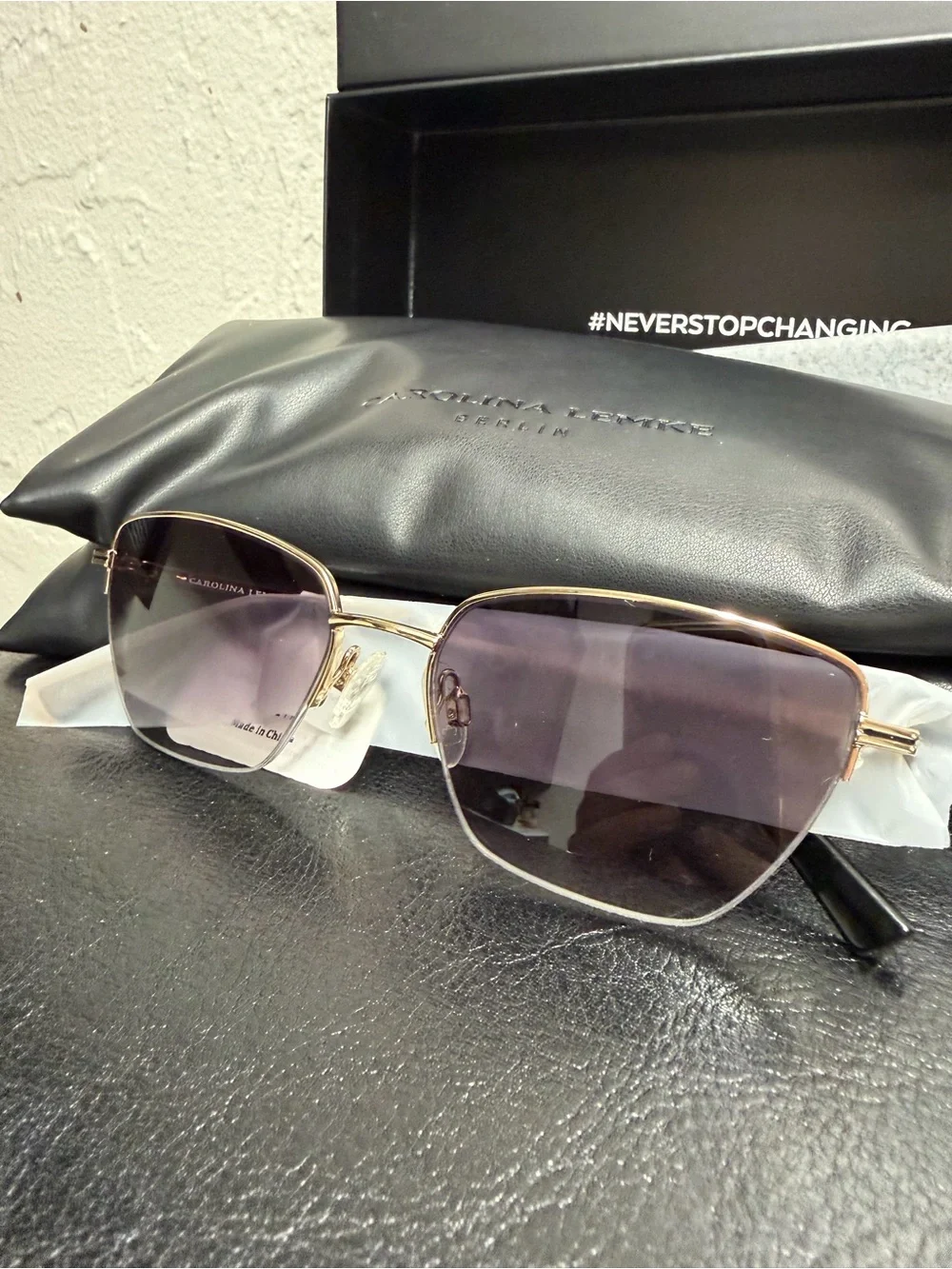 Carolina Lemke Women's Gold Frame Sunglasses with Gradient Lenses